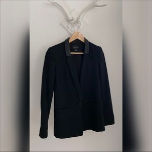 Club Monaco wool blazer with real leather trim